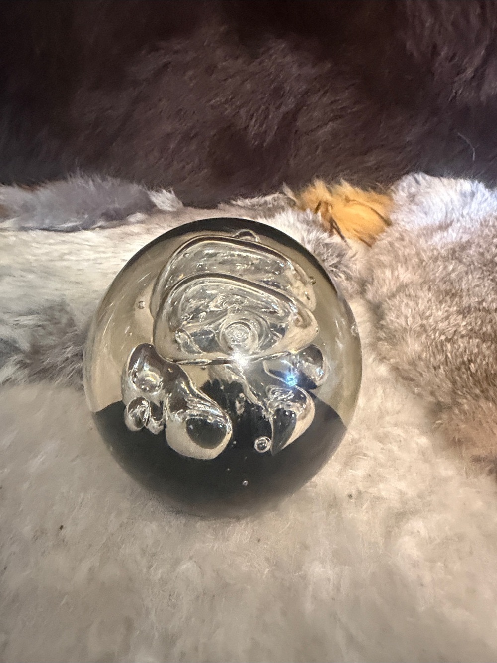 Clear Glass Art Sphere with Black Base - Home Art (1550)